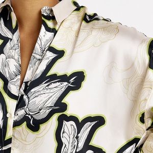River Island - Floral Batwing Satin Button Up shirt